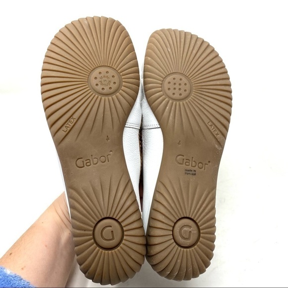 Gabor White Leather Perforated Slip On Loafer Moccasins - Picture 7 of 8